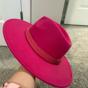 Fushia Wide Brim Felt Hat